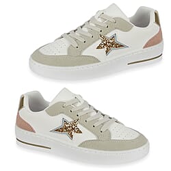 Ladies Moonstone Glitter Star Detail Sneakers