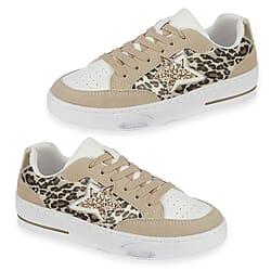 Ladies Moonstone Glitter Star Detail Sneakers