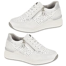 Shoreditch Womens Metallic Wedge Lace Up Sneakers With Side Zip