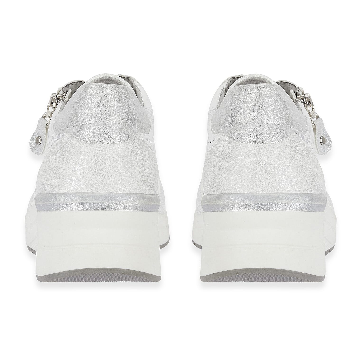 Shoreditch Womens Metallic Wedge Lace Up Sneakers With Side Zip