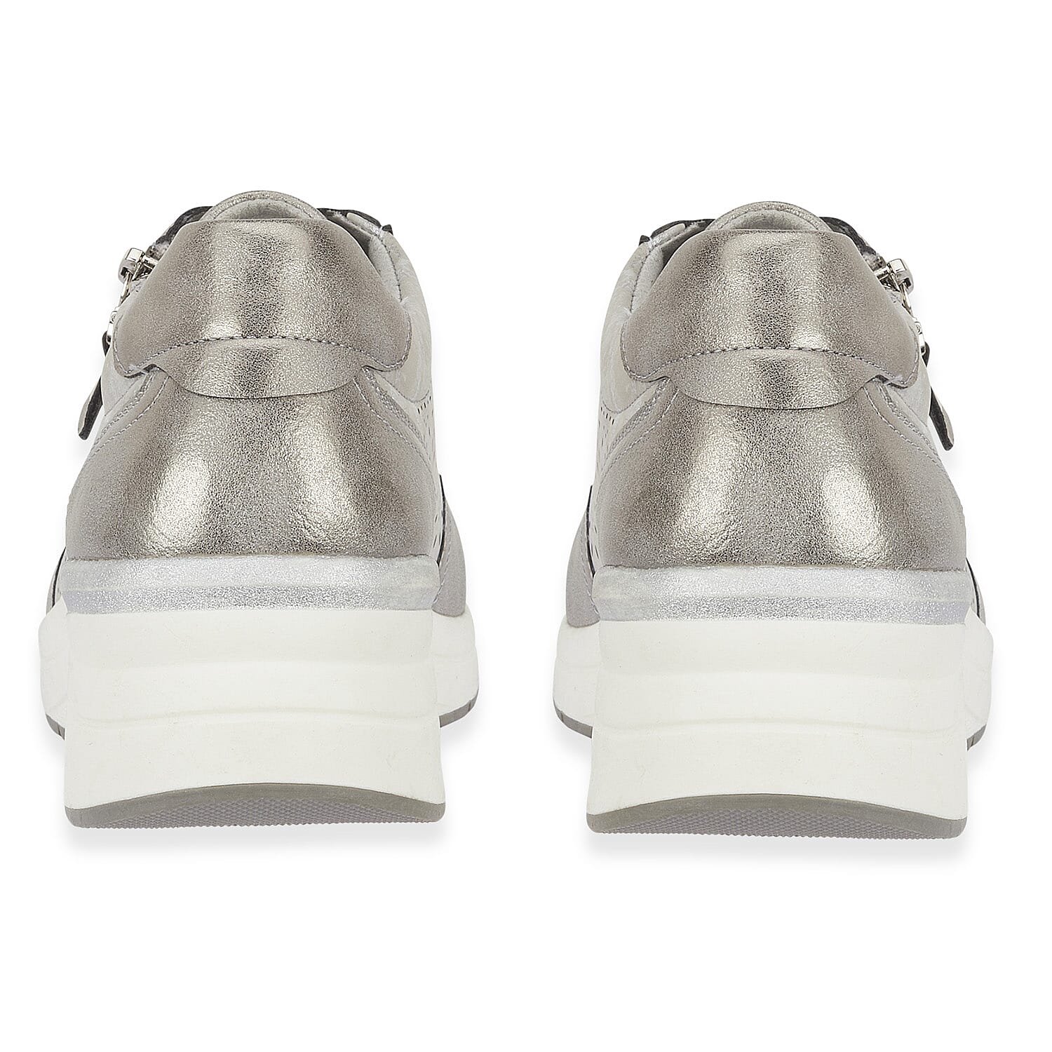 Shoreditch Womens Metallic Wedge Lace Up Sneakers With Side Zip