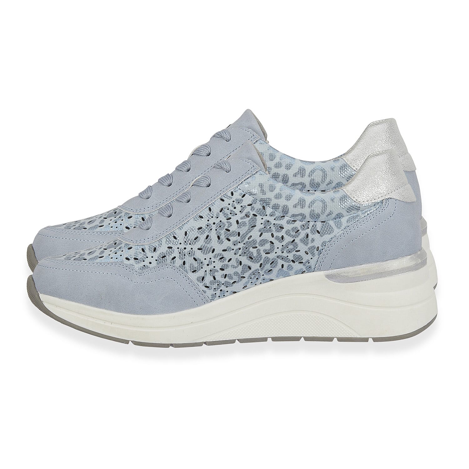 Shoreditch Womens Metallic Wedge Lace Up Sneakers With Side Zip