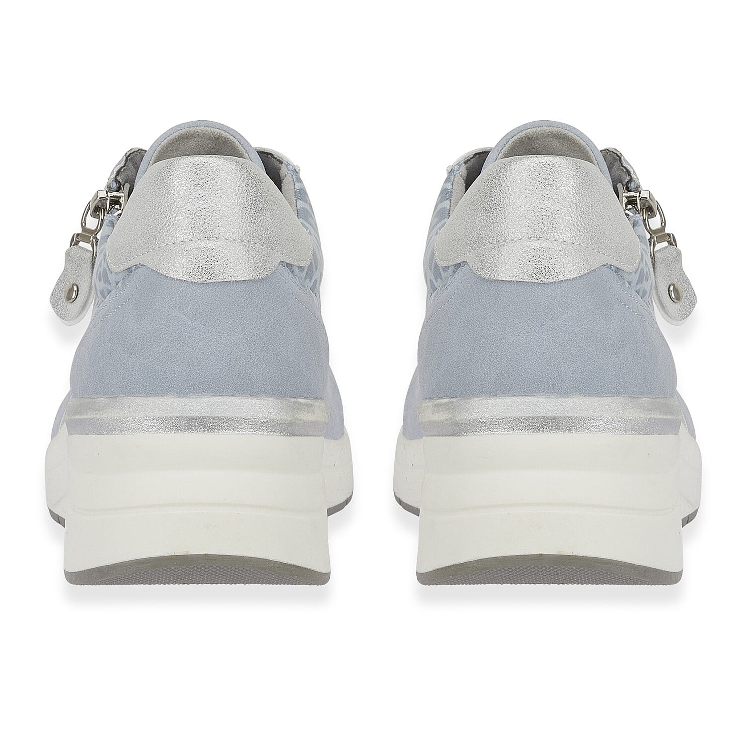 Shoreditch Womens Metallic Wedge Lace Up Sneakers With Side Zip