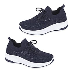 Calypso Light Weight Lace Up Trainer With Diamante Detailing 