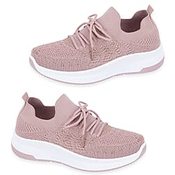 Calypso Light Weight Lace Up Trainer With Diamante Detailing 