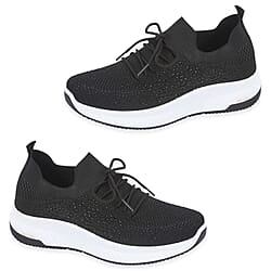 Calypso Light Weight Lace Up Trainer With Diamante Detailing 
