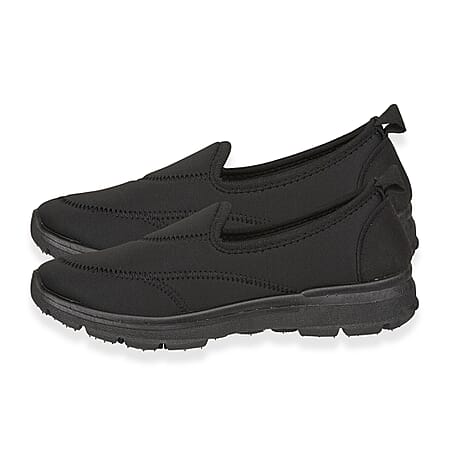 Ladies Georgia Lightweight Slip-On Trainers (Size 4) - Black