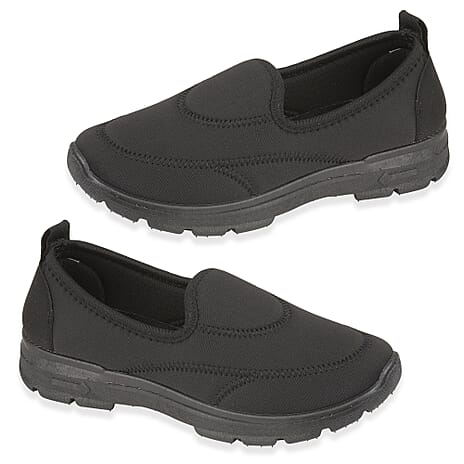 Ladies Georgia Lightweight&nbsp;Slip-On Trainers (Size 6) - Black