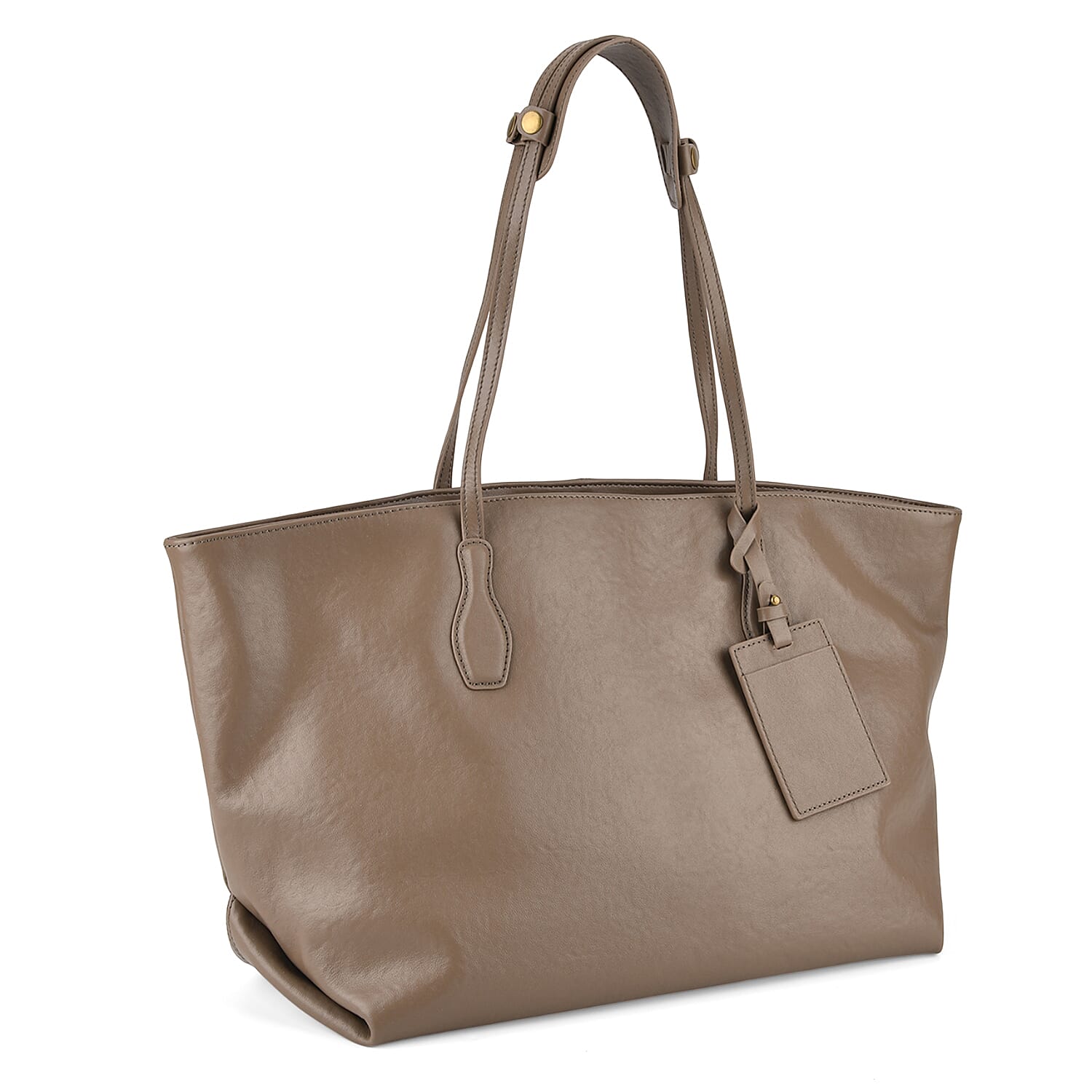 Leather Patterned Tote Bag (Size 43x14x30 ) - Khaki