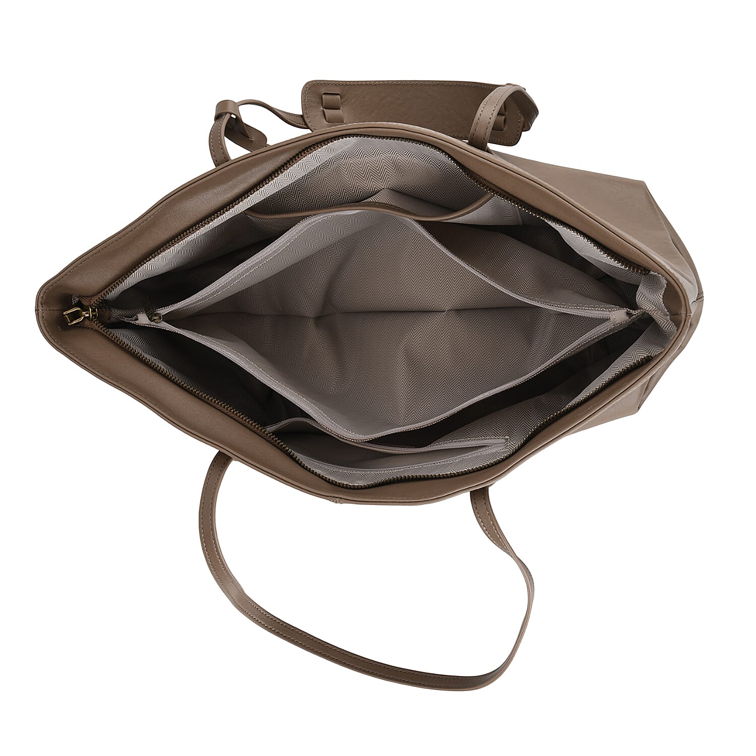 Leather Patterned Tote Bag (Size 43x14x30 ) - Khaki