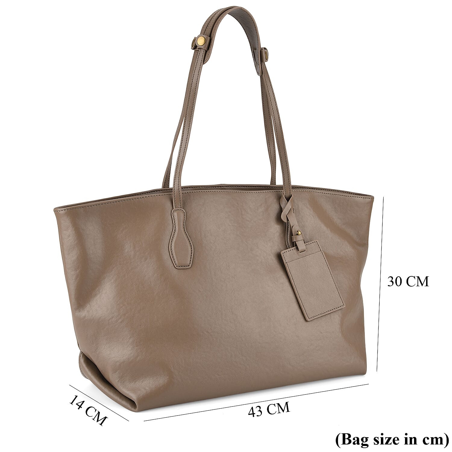 Leather Patterned Tote Bag (Size 43x14x30 ) - Khaki