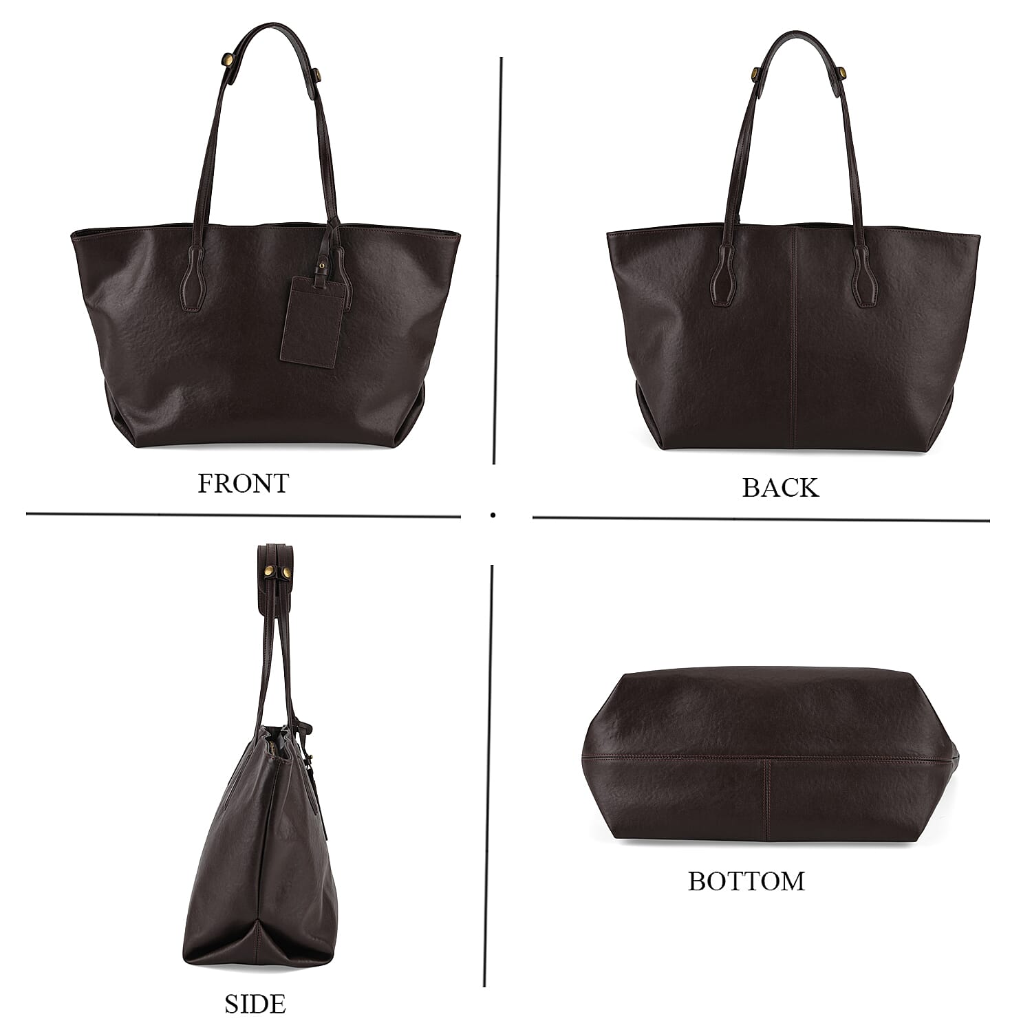 Leather Patterned Tote Bag (Size 43x14x30 ) - Brown