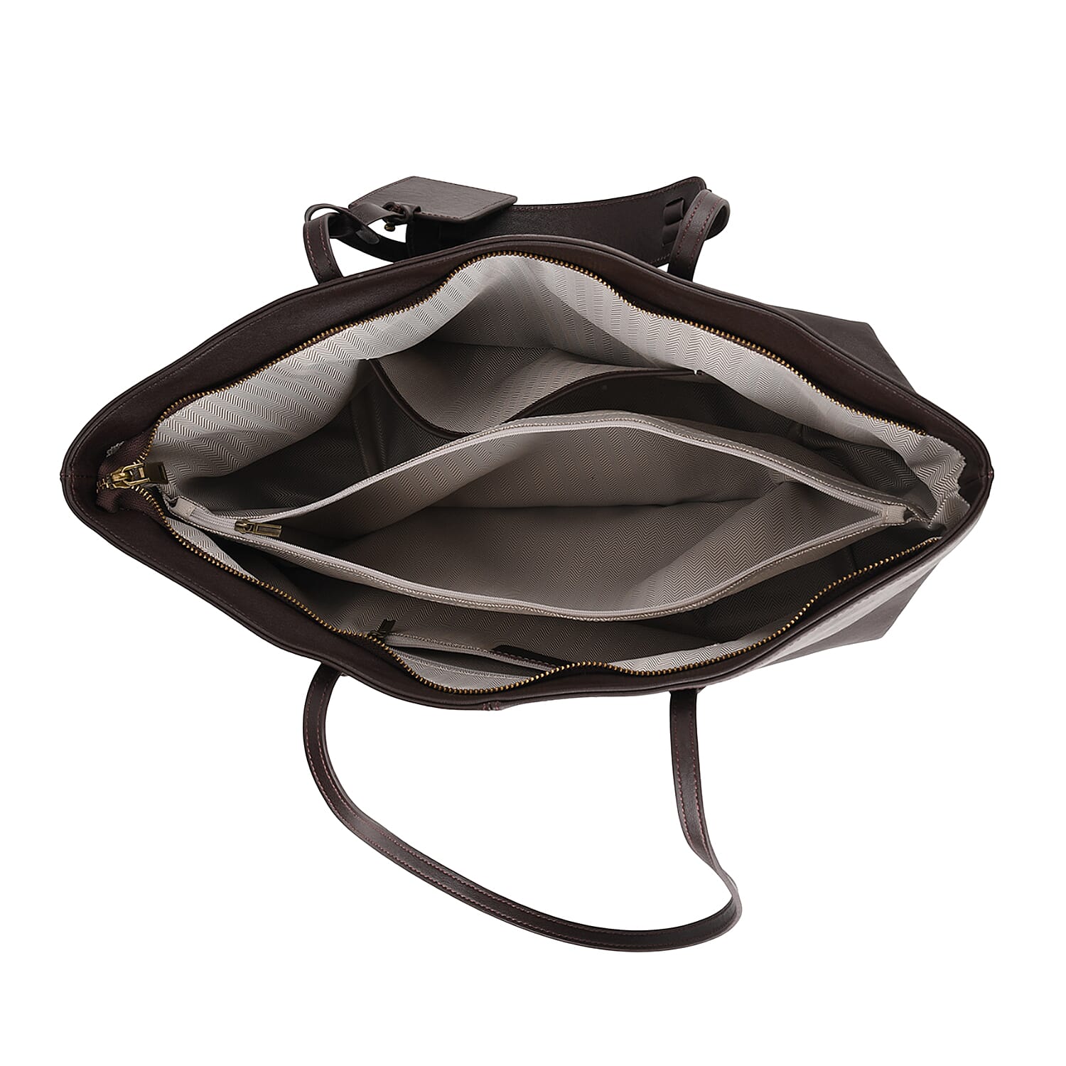 Leather Patterned Tote Bag (Size 43x14x30 ) - Brown