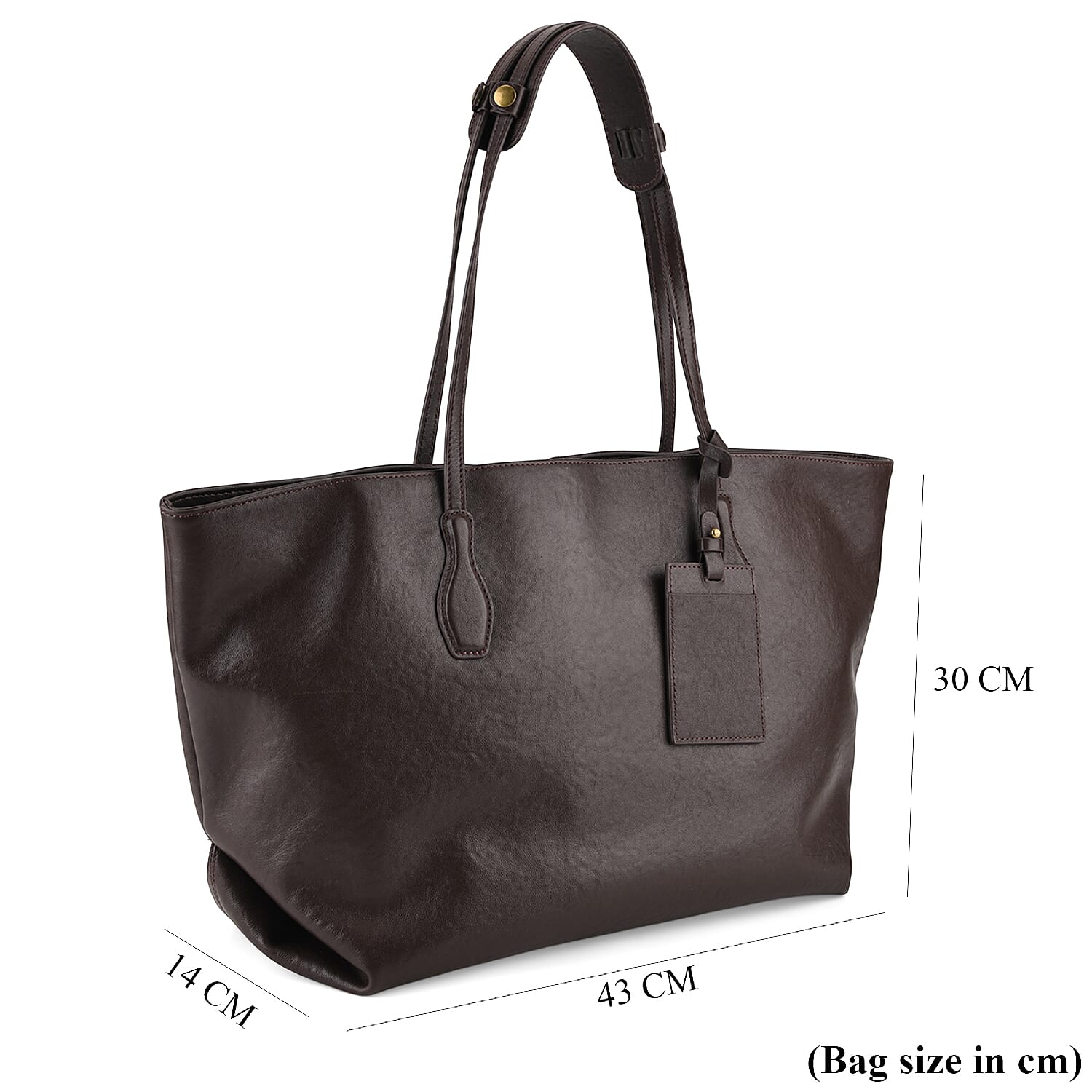 Leather Patterned Tote Bag (Size 43x14x30 ) - Brown