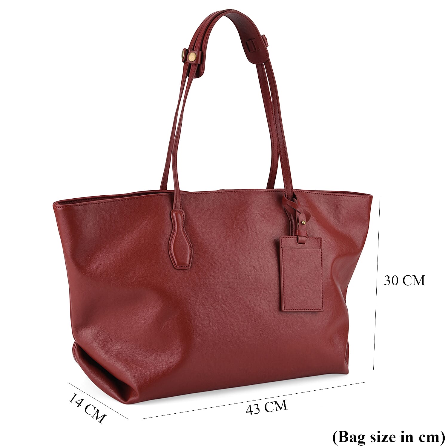 Leather Patterned Tote Bag (Size 43x14x30 ) - Olive