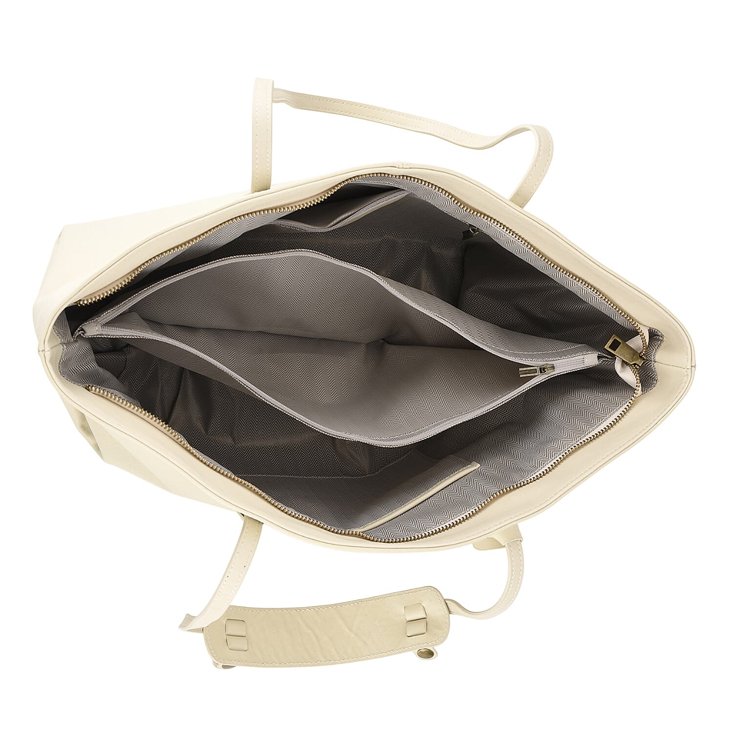 Leather Patterned Tote Bag (Size 43x14x30 ) - Beige