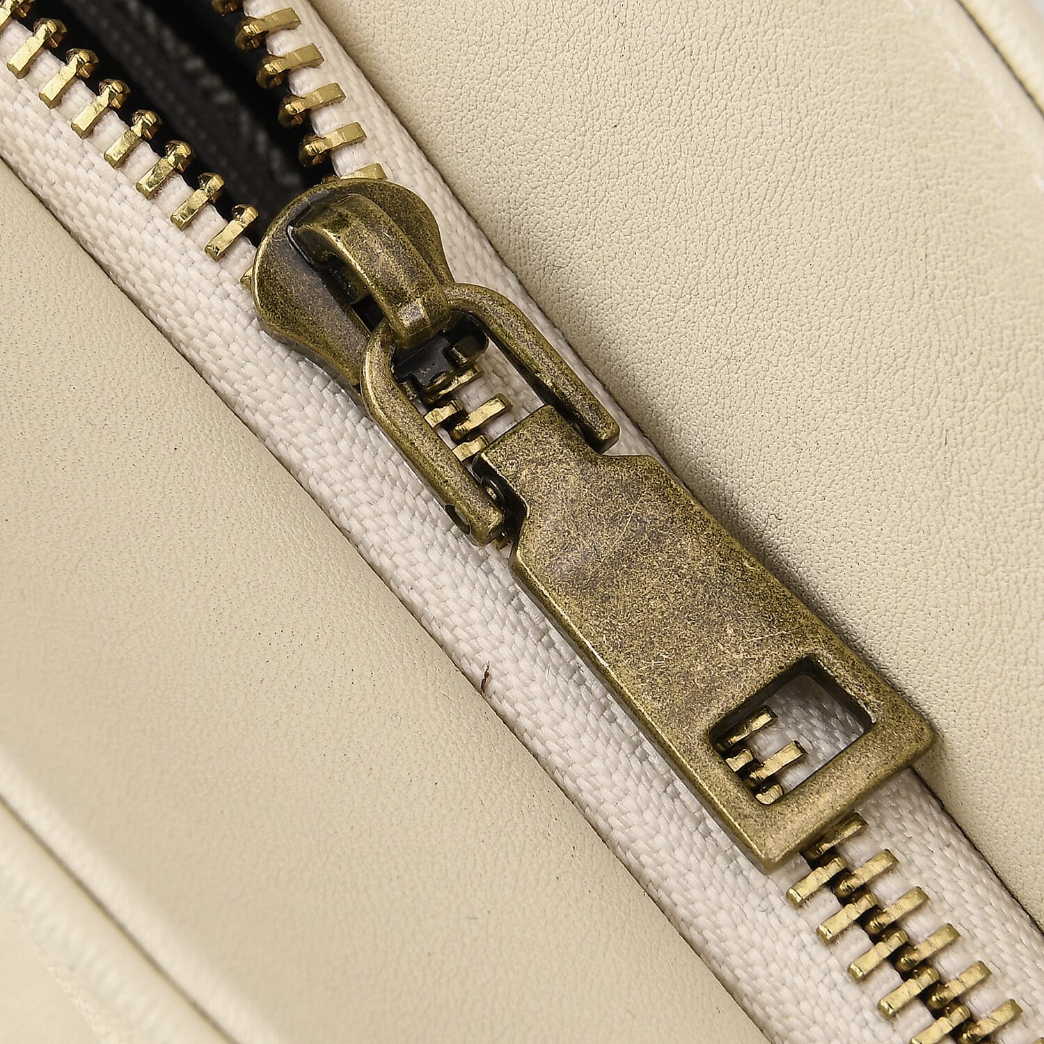 Leather Patterned Tote Bag (Size 43x14x30 ) - Beige