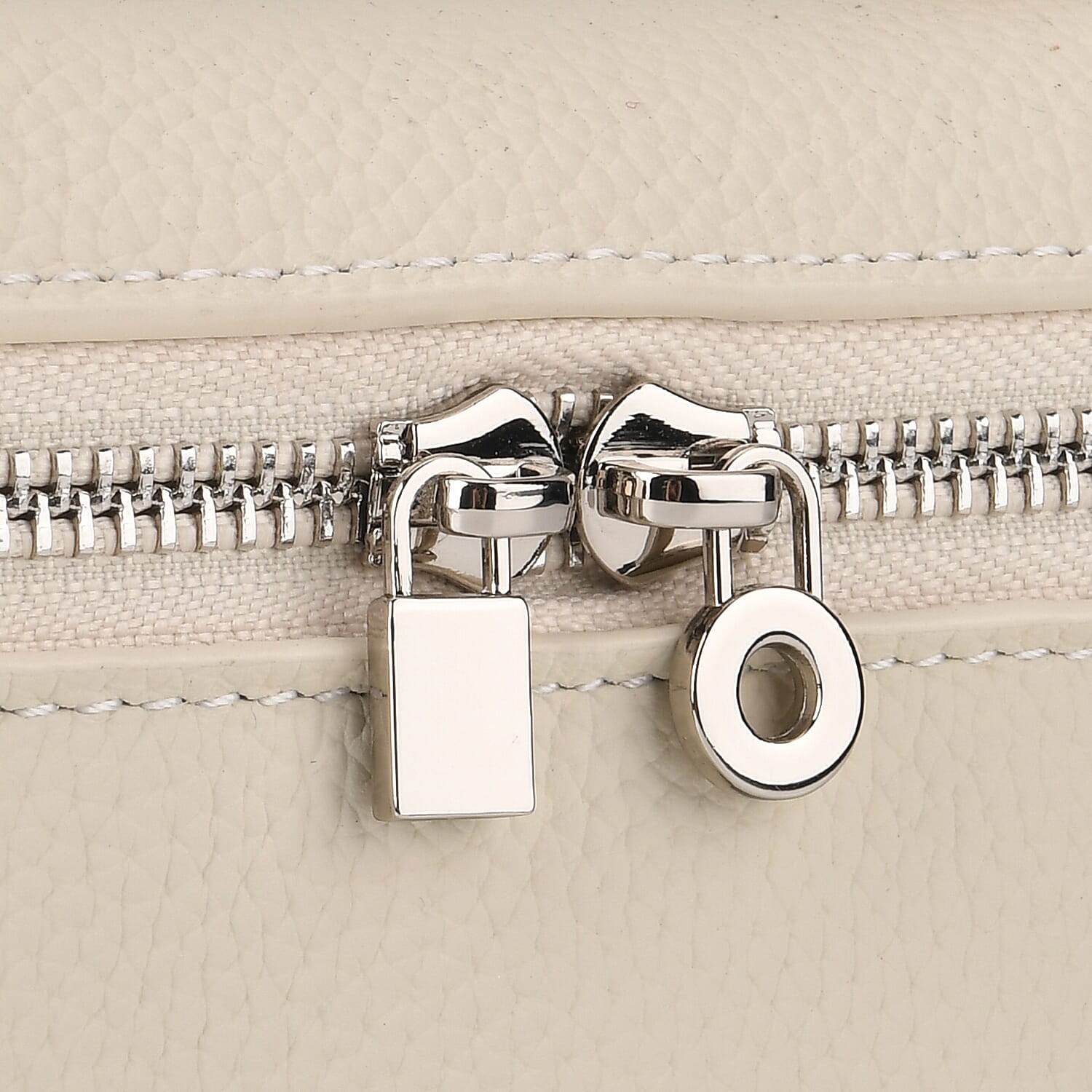 Genuine Leather Designer Minimalist Zipper Crossbody Top Handle Box Bag - Off White