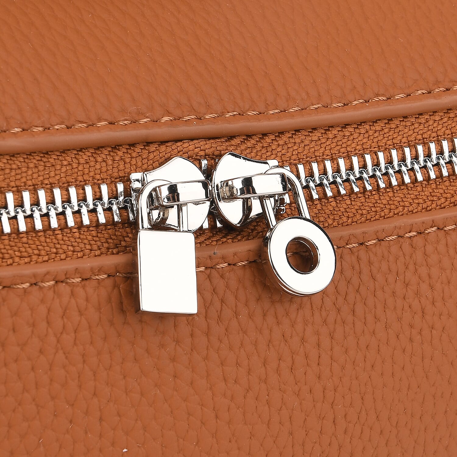 Genuine Leather Designer Minimalist Zipper Crossbody Top Handle Box Bag - Tan