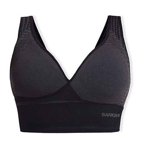 SANKOM Classic Wire-Free Posture Support - Seamless Breathable Comfort Bra with Removable Pads (Size - XL-XXL) - Black
