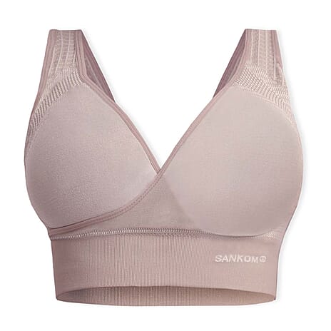 SANKOM Classic Wire-Free Posture Support - Seamless Breathable Comfort Bra with Removable Pads (Size - S-M) - Peach