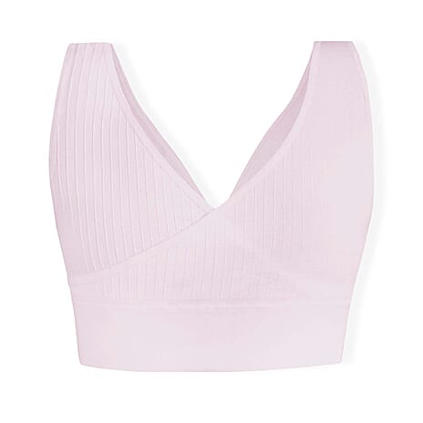 SANKOM Classic Wire-Free Posture Support - Seamless Breathable Comfort Bra with Removable Pads (Size - L-XL) - Light Pink