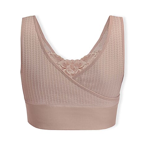 Sankom Switzerland Patent Classic Bra With Lace (Size M-L) - Peach