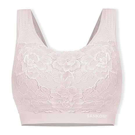 Sankom Switzerland Patent Classic Bra With Lace (Size L-XL) - Light Pink