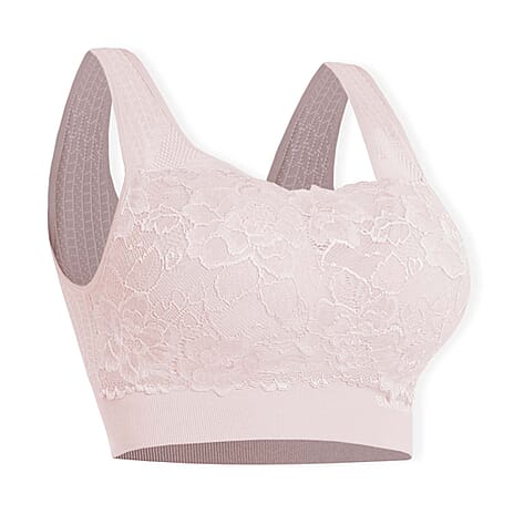 Sankom Switzerland Patent Classic Bra With Lace (Size L-XL) - Light Pink
