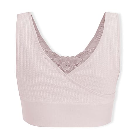 Sankom Switzerland Patent Classic Bra With Lace (Size XL-XXL) - Light Pink