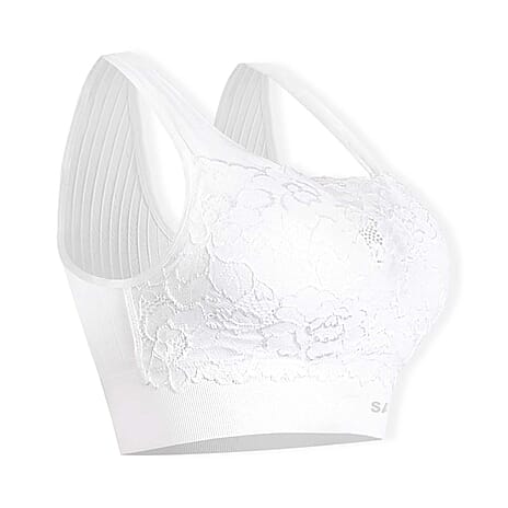 Sankom Switzerland Patent Classic Bra With Lace (Size XXXL) - White