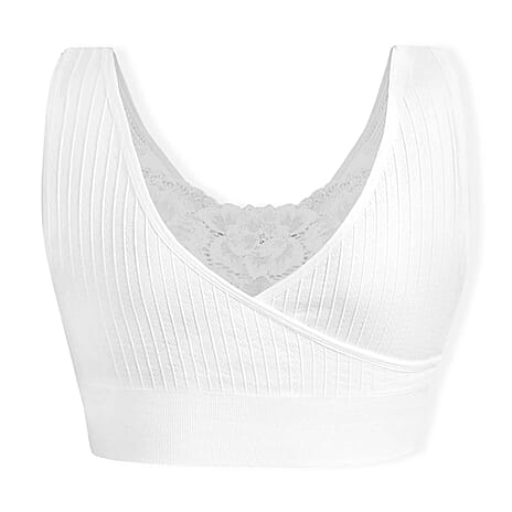 Sankom Switzerland Patent Classic Bra With Lace (Size L-XL) - White