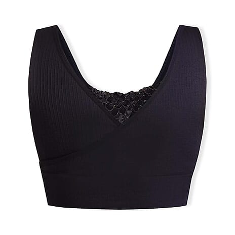 Sankom Switzerland Patent Classic Bra With Lace (Size XXXL) - Black - Gold