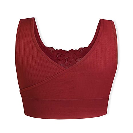 Sankom Switzerland Patent Classic Bra With Lace (Size XXXL) - Red