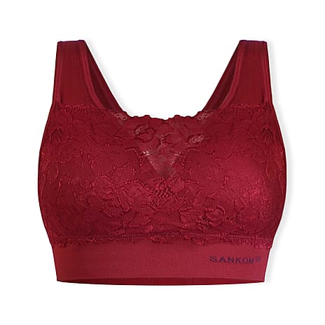 Sankom Switzerland Patent Classic Bra With Lace (Size S-M) - Red