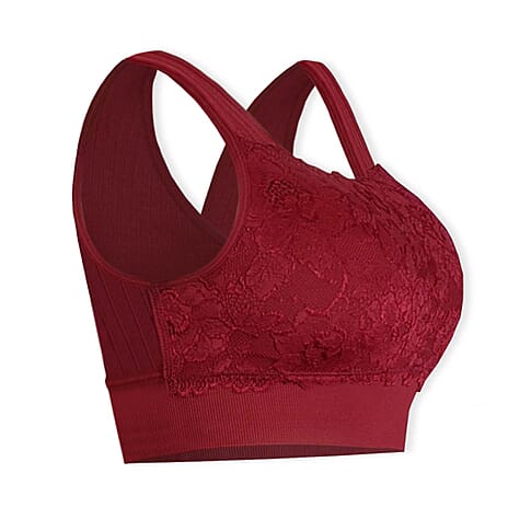 Sankom Switzerland Patent Classic Bra With Lace (Size XL-XXL) - Red