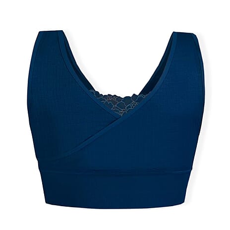 Sankom Switzerland Patent Classic Bra With Lace (Size L-XL) - Dark Blue
