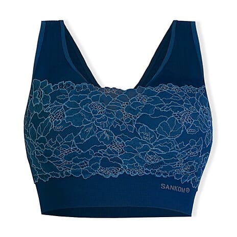 Sankom Switzerland Patent Classic Bra With Lace (Size XL-XXL) - Dark Blue