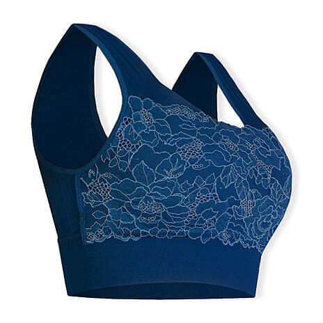 Sankom Switzerland Patent Classic Bra With Lace (Size XL-XXL) - Dark Blue