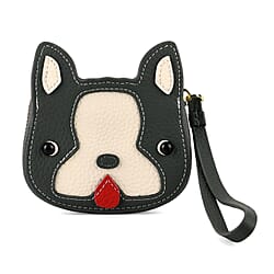 Genuine Leather RFID- Blocking Boston Terrier Wallet with Clasp - Black
