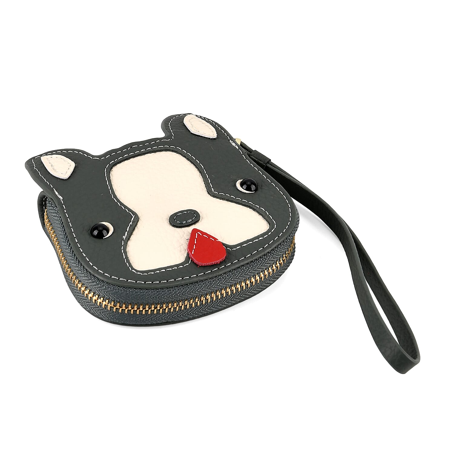 Genuine Leather RFID- Blocking Boston Terrier Wallet with Clasp - Dark Olive