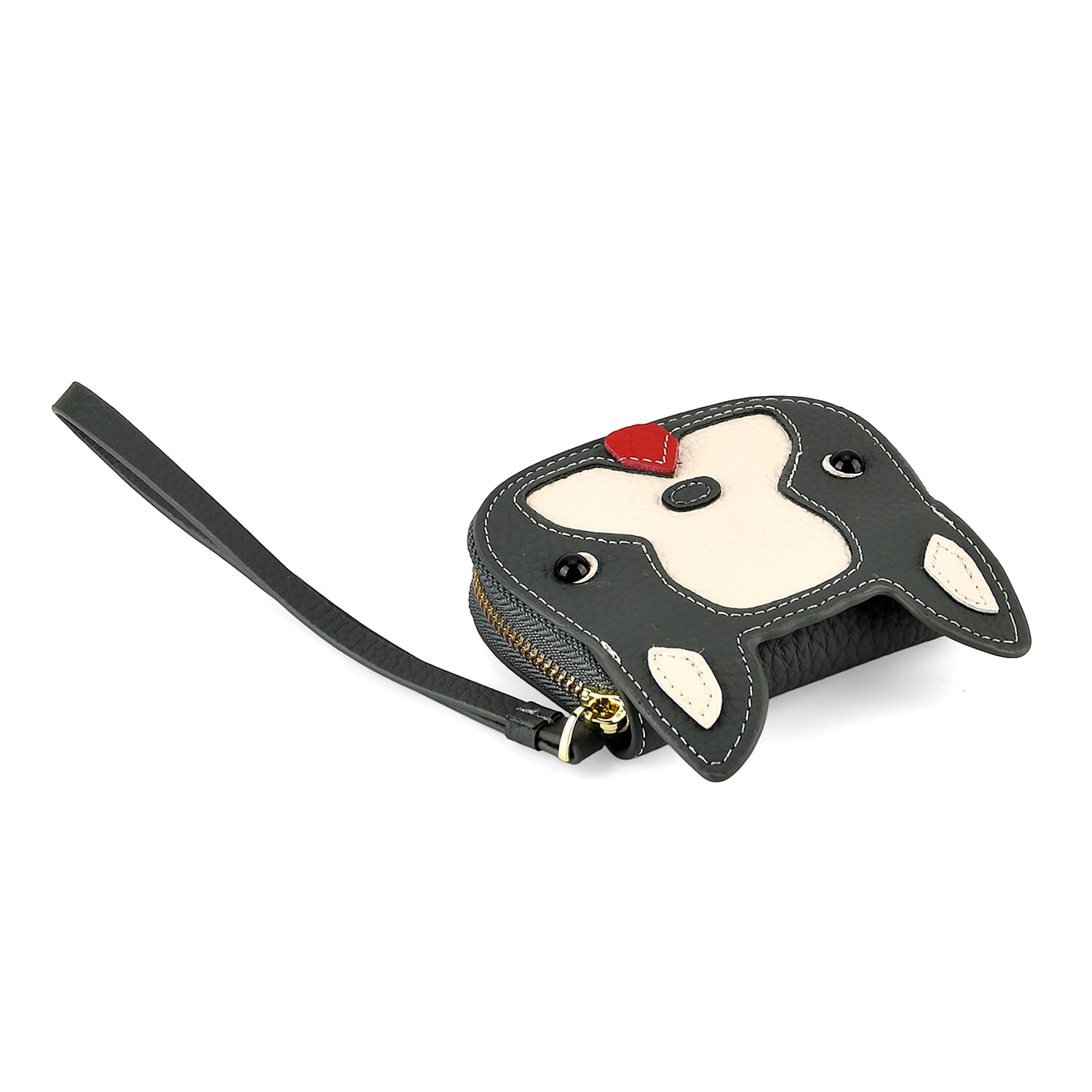 Genuine Leather RFID- Blocking Boston Terrier Wallet with Clasp - Dark Olive