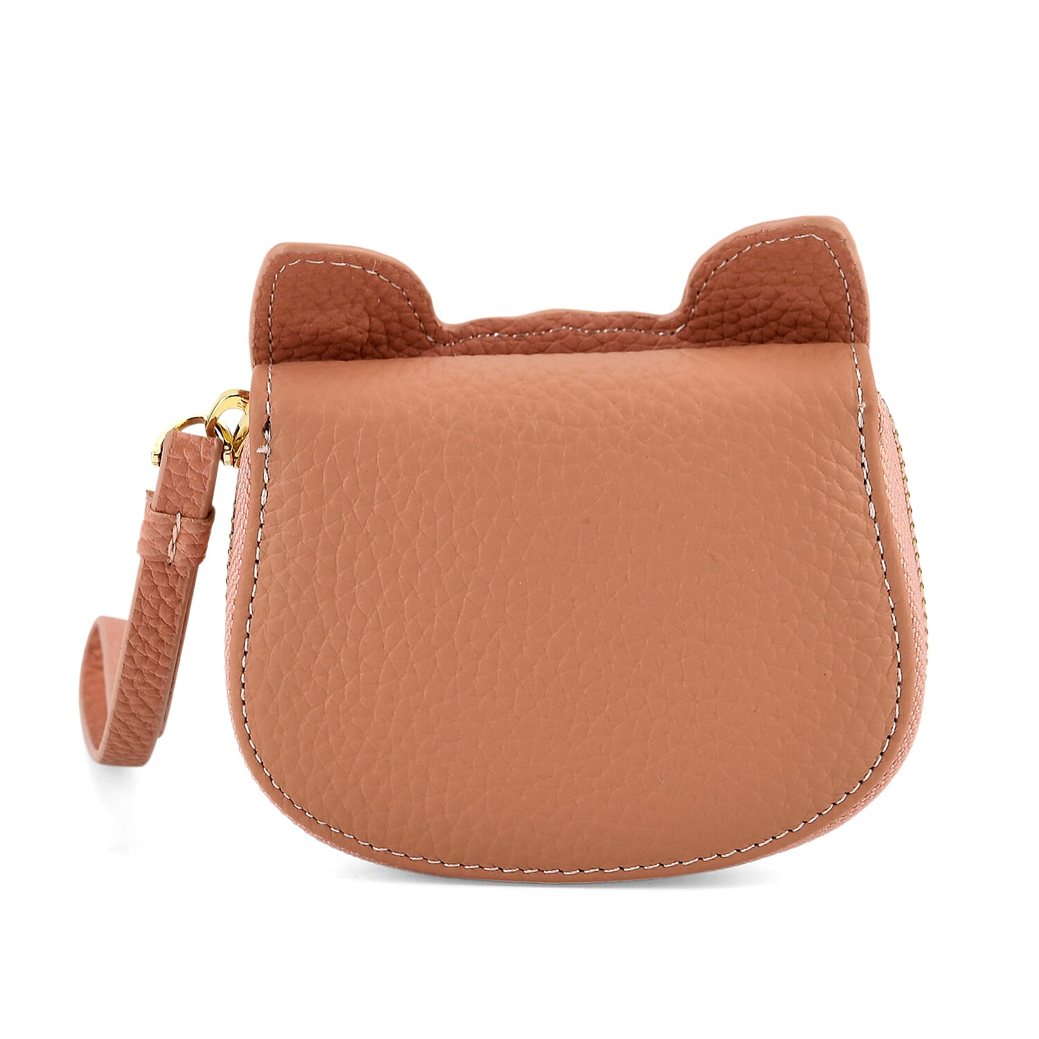 Genuine Leather RFID- Blocking Boston Terrier Wallet with Clasp - Dusty Pink