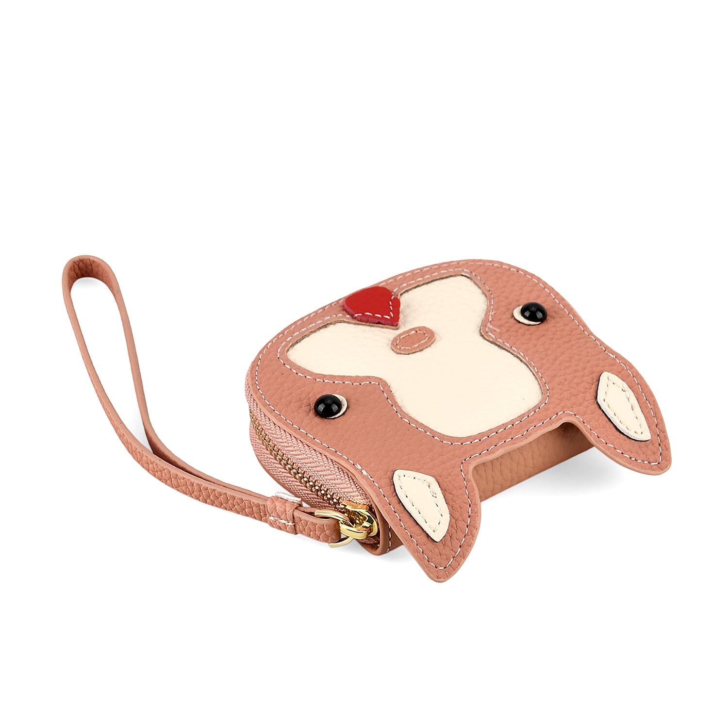 Genuine Leather RFID- Blocking Boston Terrier Wallet with Clasp - Dusty Pink