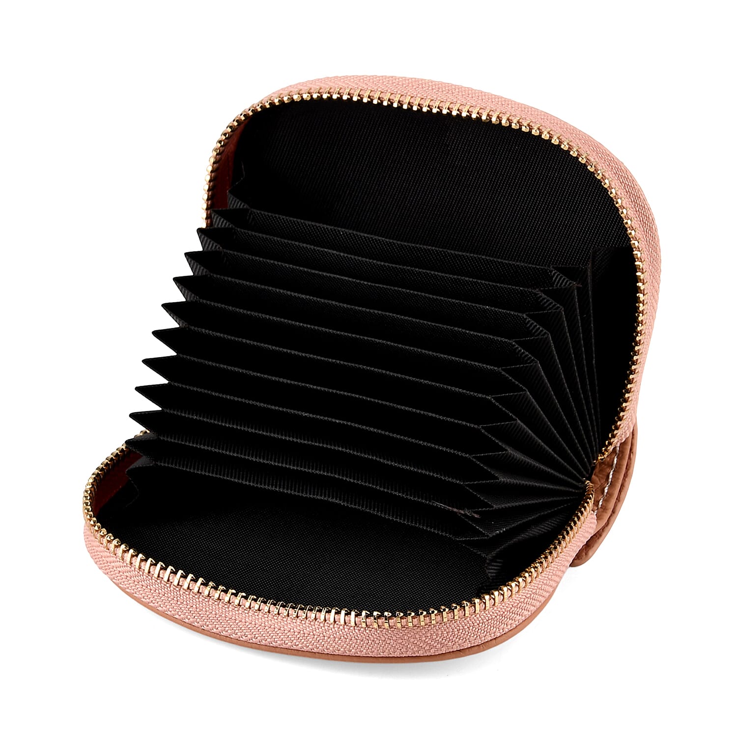 Genuine Leather RFID- Blocking Boston Terrier Wallet with Clasp - Dusty Pink