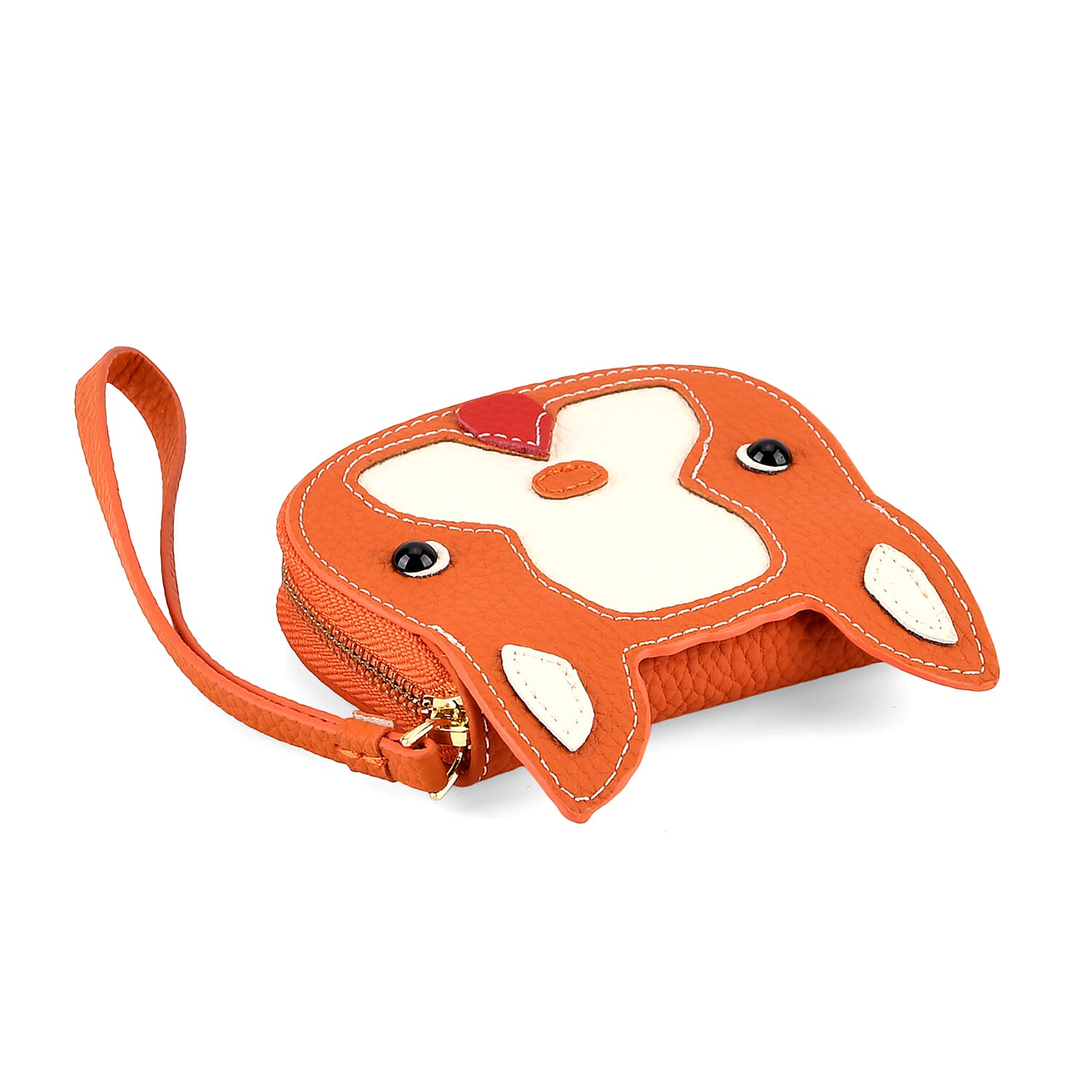 Genuine Leather RFID- Blocking Boston Terrier Wallet with Clasp - Orange