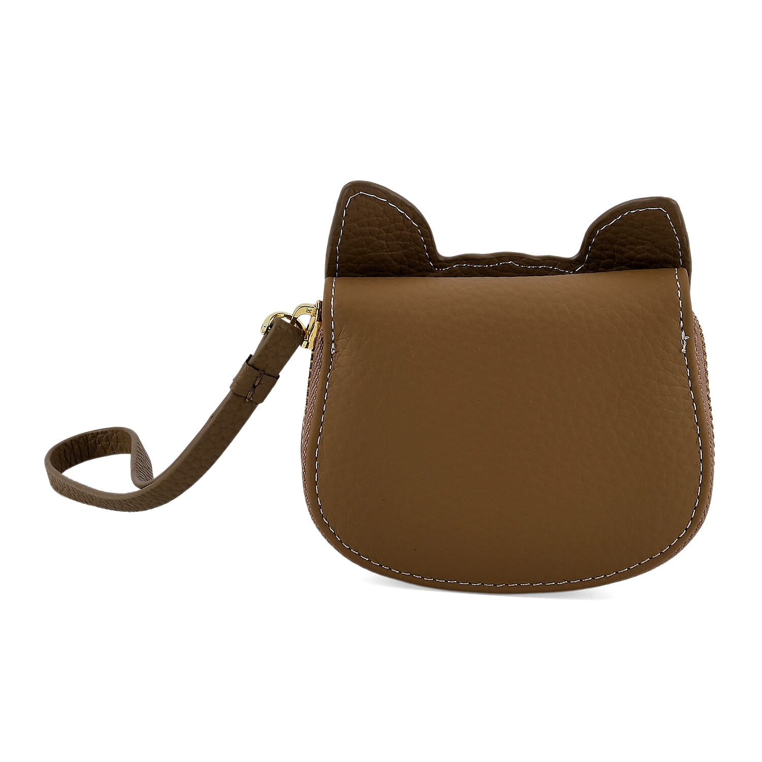 Genuine Leather RFID- Blocking Boston Terrier Wallet with Clasp - Khaki