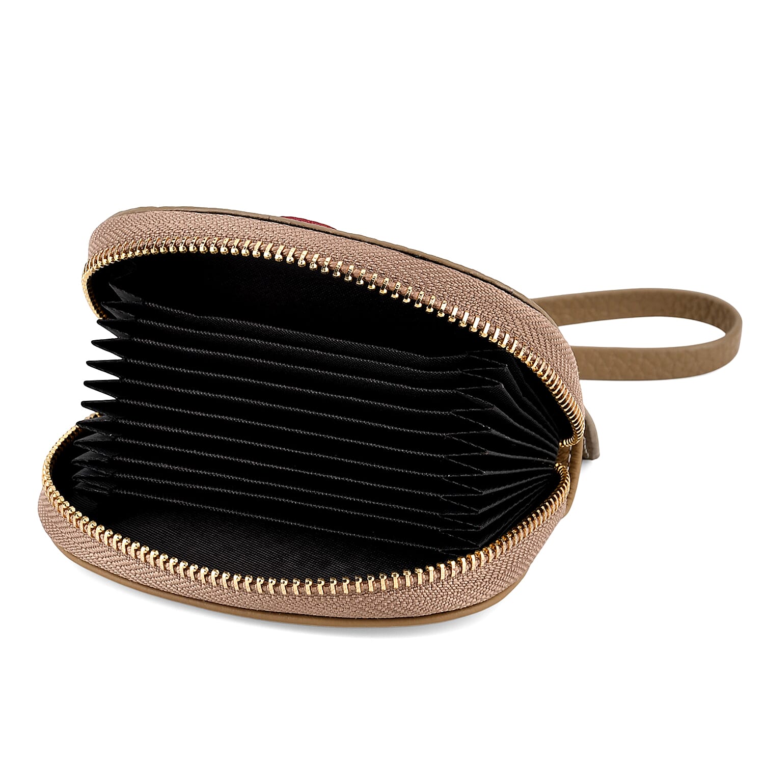 Genuine Leather RFID- Blocking Boston Terrier Wallet with Clasp - Khaki