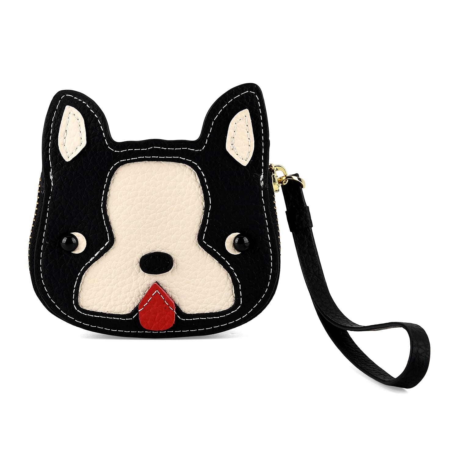 Genuine Leather RFID- Blocking Boston Terrier Wallet with Clasp - Black