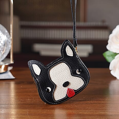 Genuine Leather RFID- Blocking Boston Terrier Wallet with Clasp - Black